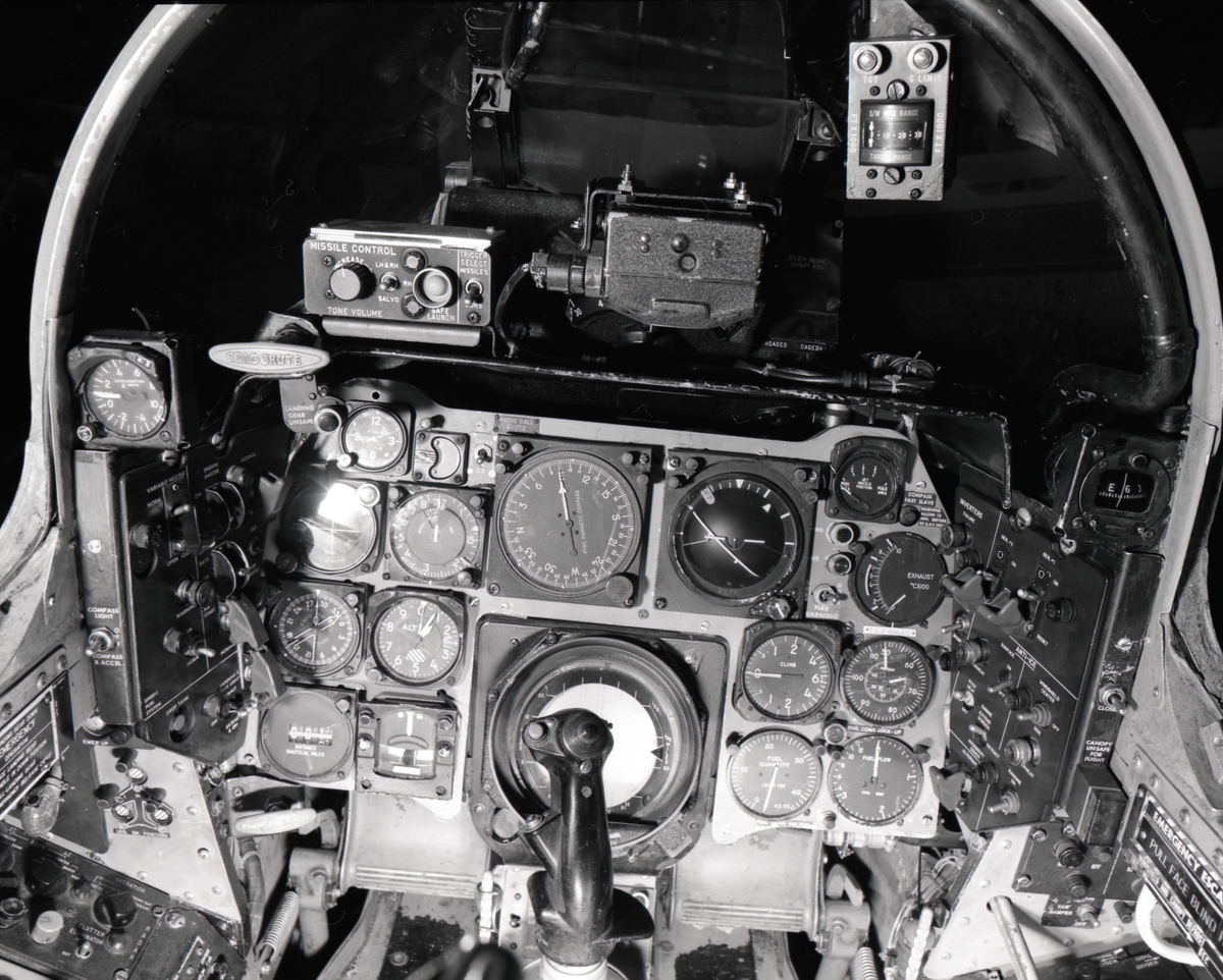 Cockpit North American F-86K Sabre jet.