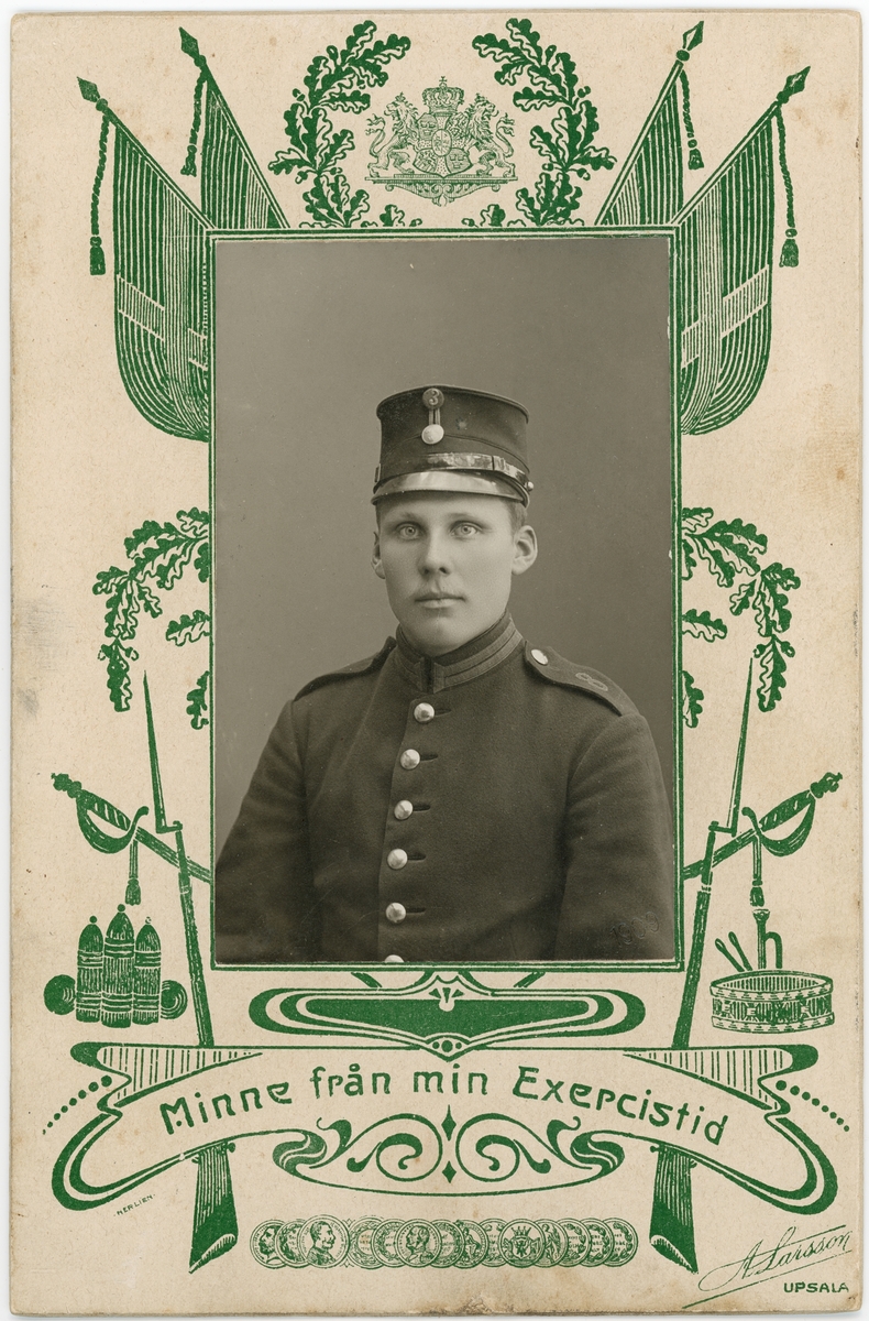 Kabinettsfotografi - man i uniform, Uppsala 1909