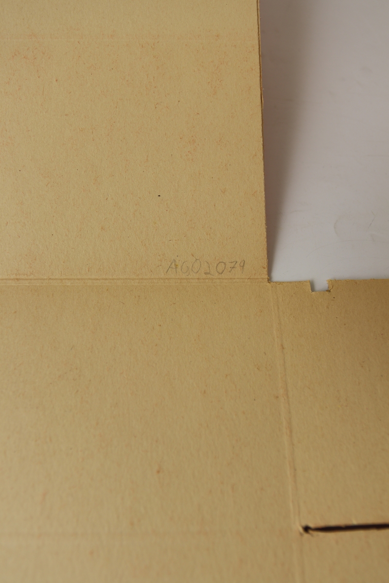 Ubrettet emballasje som i brettet form blir en eske.

Hvitt firkantet midtparti og oransje sider som er gradert mot gult på toppen av sidene. Kartongstykke som blir brettet til å være lokk har illustrasjon av såpe.