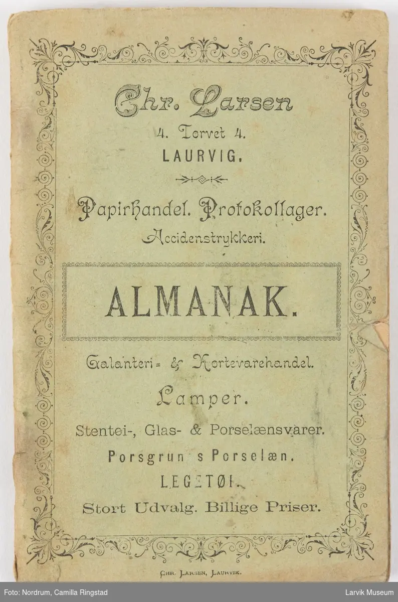 ALMANAK for Året efter Christi Fødsel 1896.
Galanteri- og Kortevarehandel.