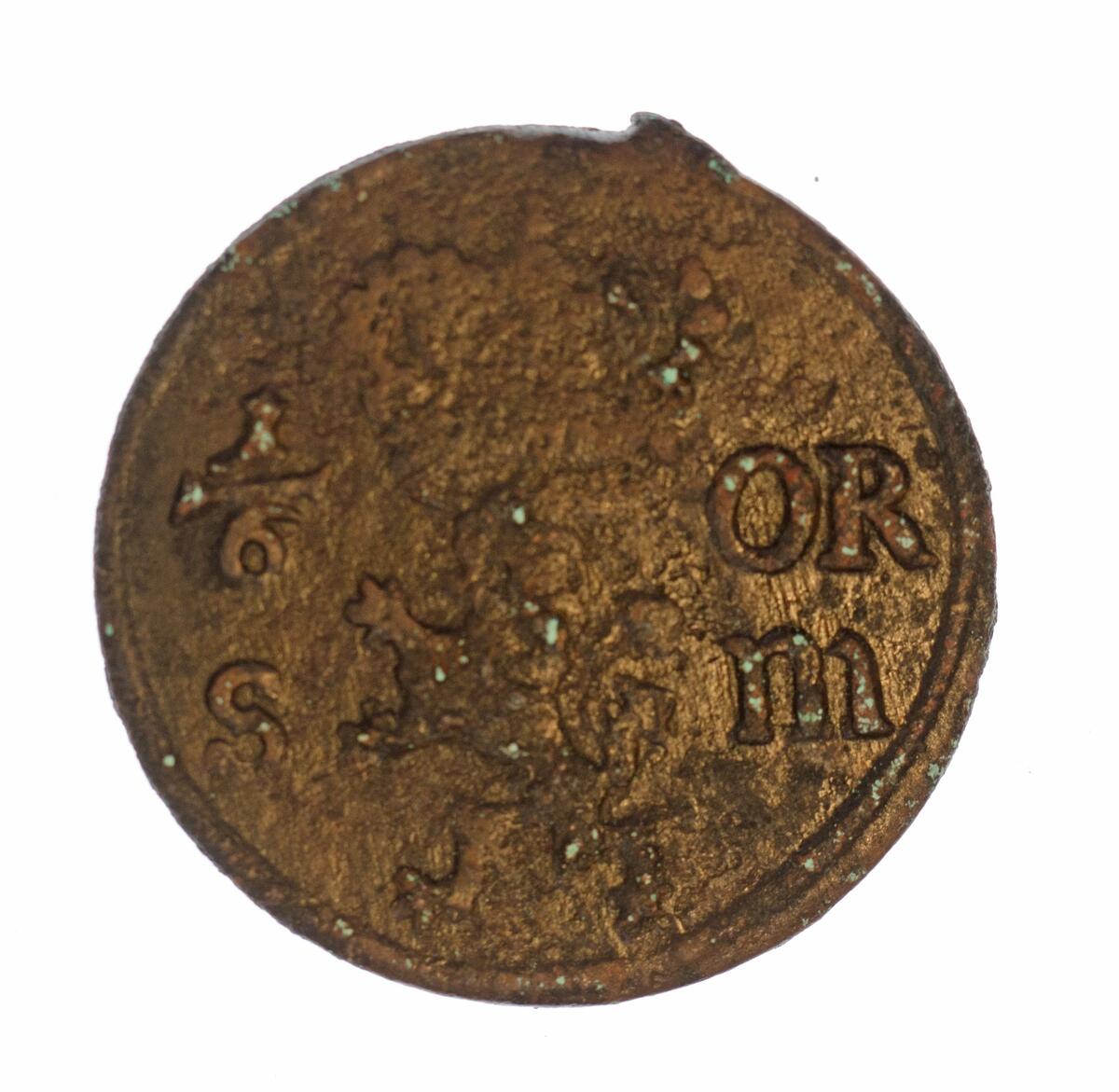 Mynt, 1/6 öre s.m. från Karl XI tid, 1676