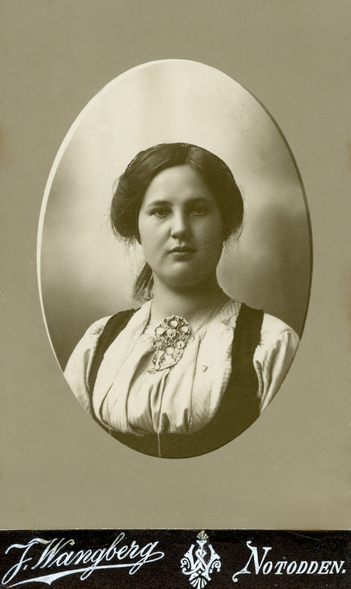 Ovalt brystbilde av kvinne, visittkortfoto