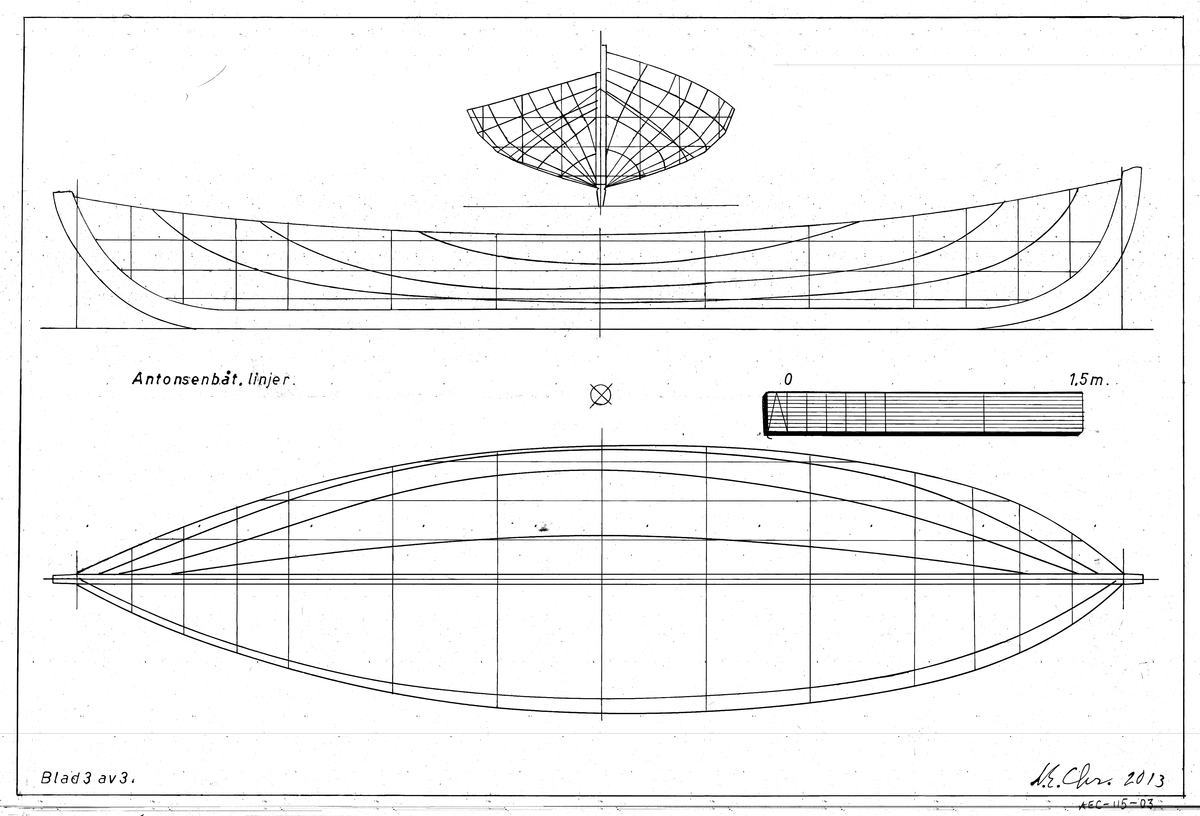 Mjøsbåt, bygget av Karl Antonsen. 