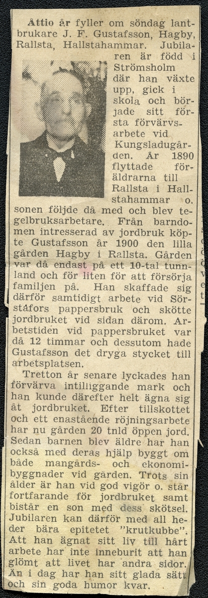 Dingtuna sn, Västerås kn.
Fredrik Gustafssons 80-årsdag.