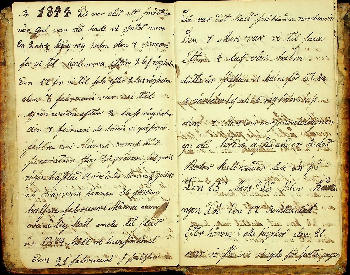 Dagbok från Mattsesgården, Norra Strandmora, skriven under åren 1843-1891. 
Innehåller bl.a. räkenskaper och anteckningar om jordbruksarbete och resor.