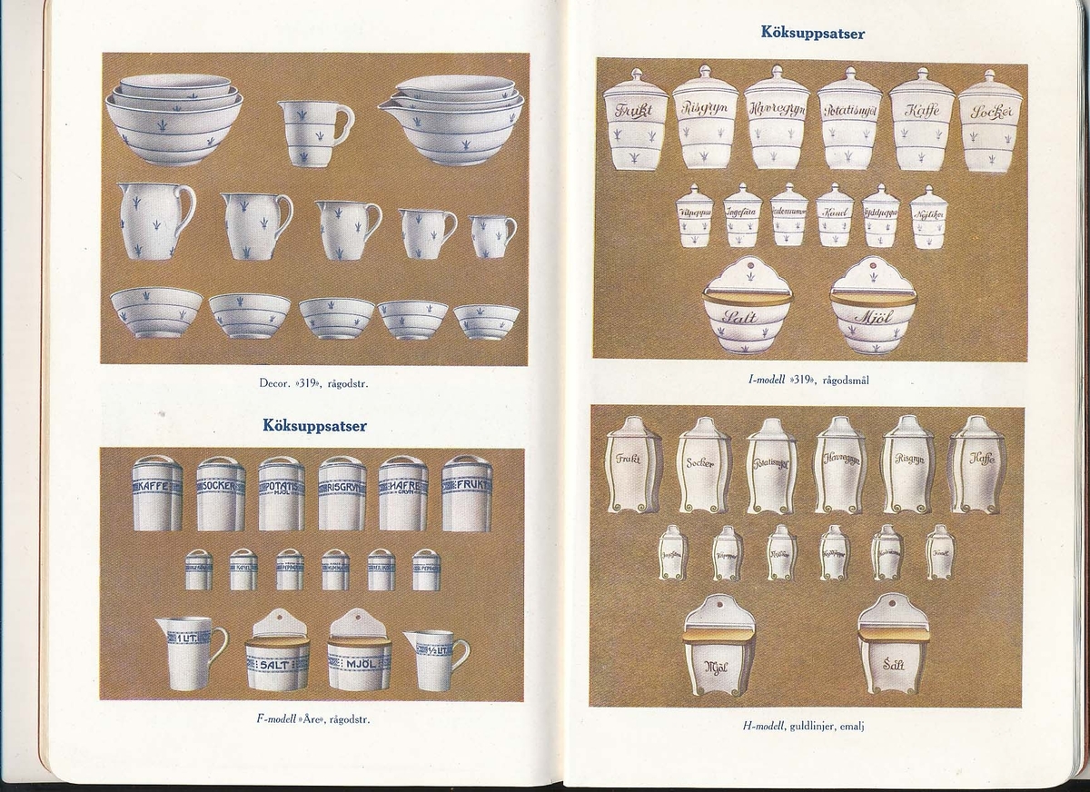 Produktkatalog, priskurant, över 1924 års produktion av keramik vid Aktiebolaget Gefle Porslinsbruk.