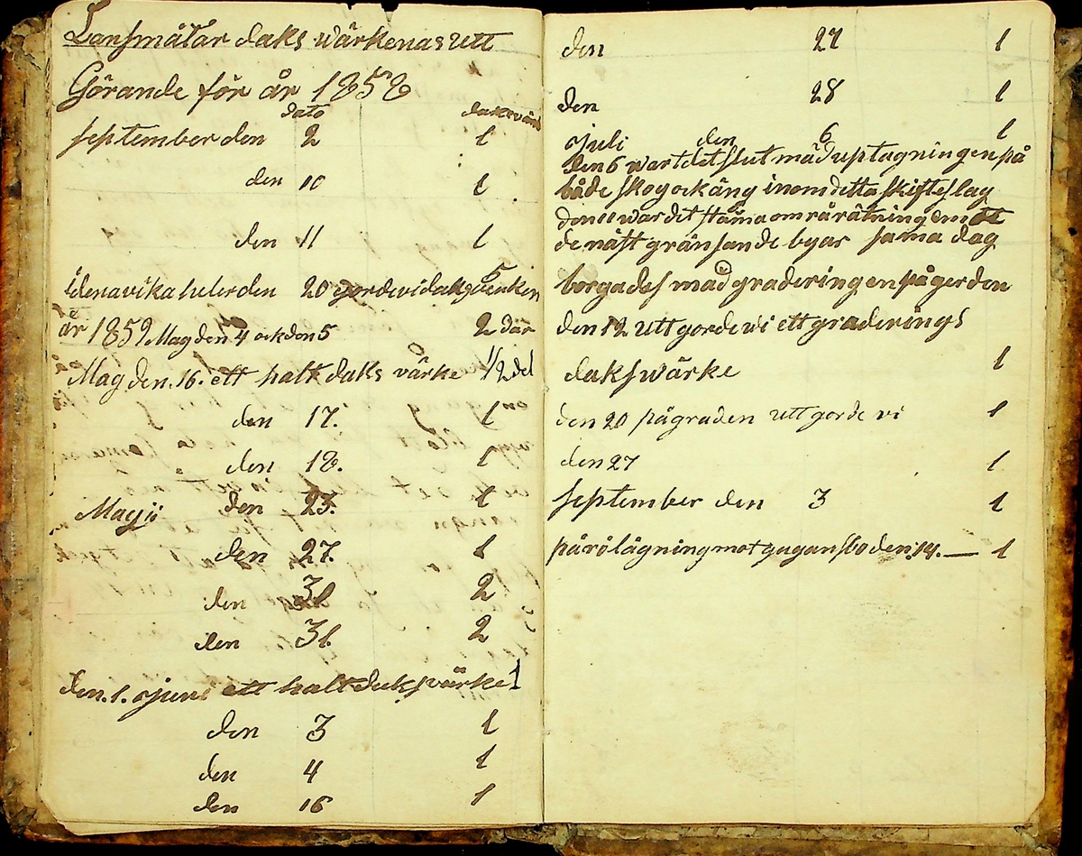 Dagbok från Mattsesgården, Norra Strandmora, skriven under åren 1843-1891. 
Innehåller bl.a. räkenskaper och anteckningar om jordbruksarbete och resor.