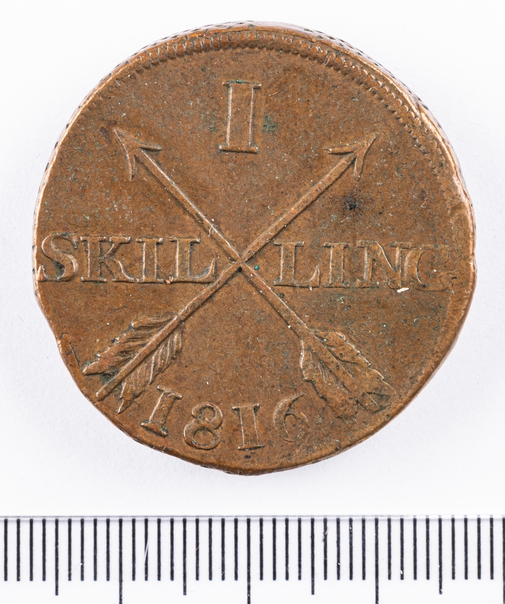 Mynt, Sverige, 1 skilling, 1816.