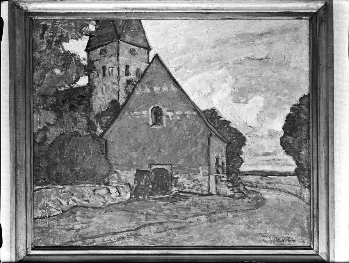 Tavla målad av Gusten Widerbäck, Uppsala 1949