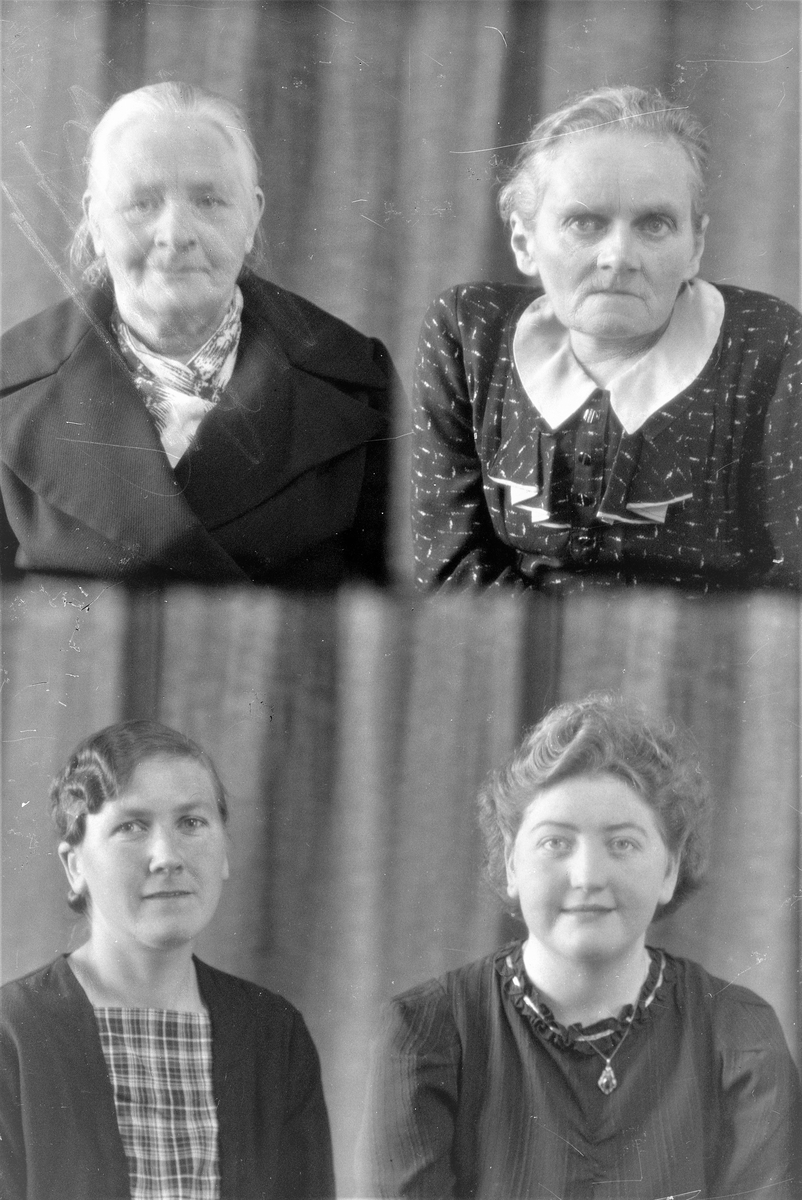 Portrett. To eldre og to yngre kvinner. Bestilt av Selma Nilsen, Espevær + Solveig Froestad + Pernille Bjørge