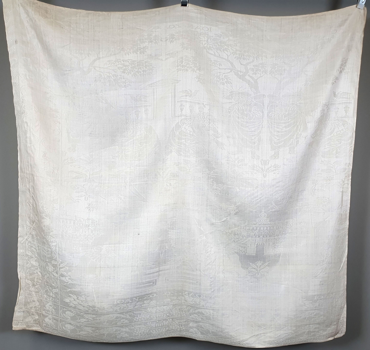 Damaskduk med mønster i silke.