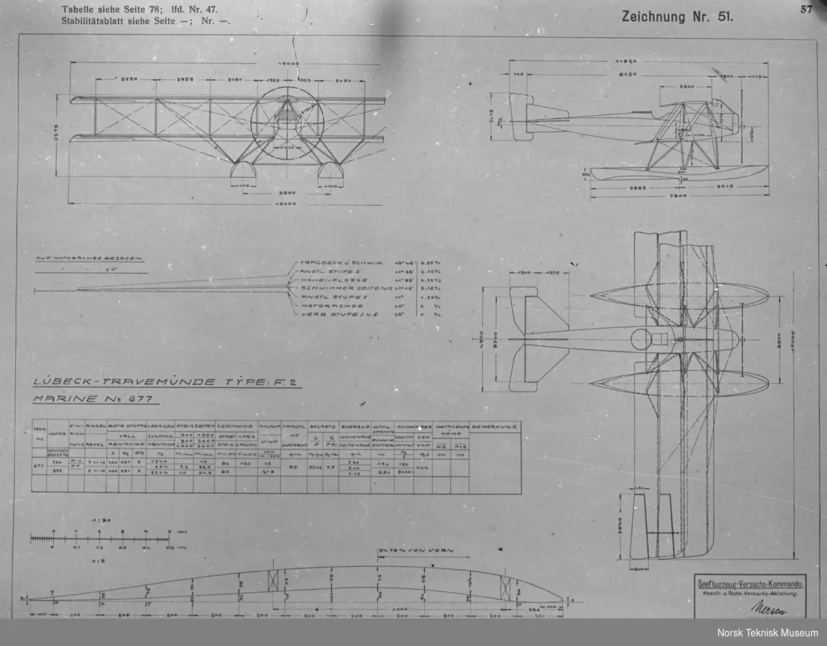 Avfotografert tegning av Lübeck Travemünde F.2 - Norsk Teknisk Museum ...