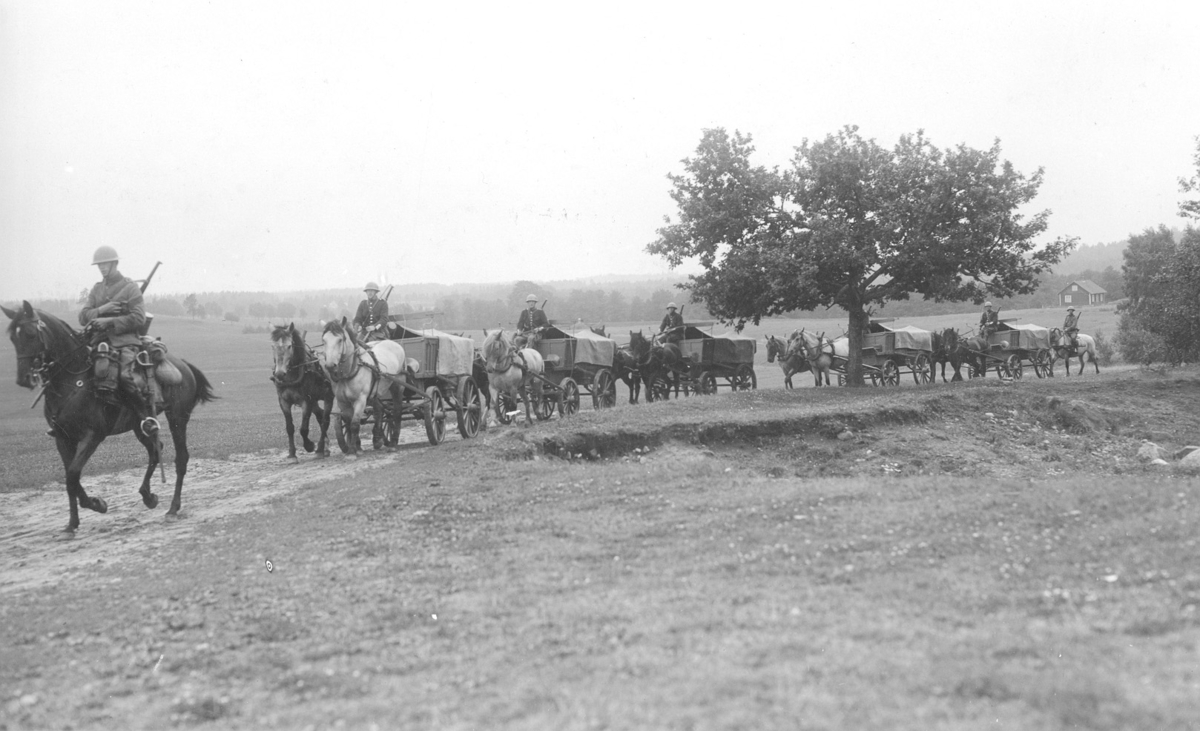 Med häst och vagn på en gångstig 1928. - Garnisonsmuseet Skaraborg ...