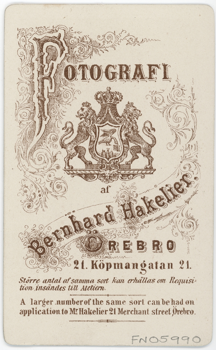 Kabinettsfotografi - bokhållare von Zweigbergk