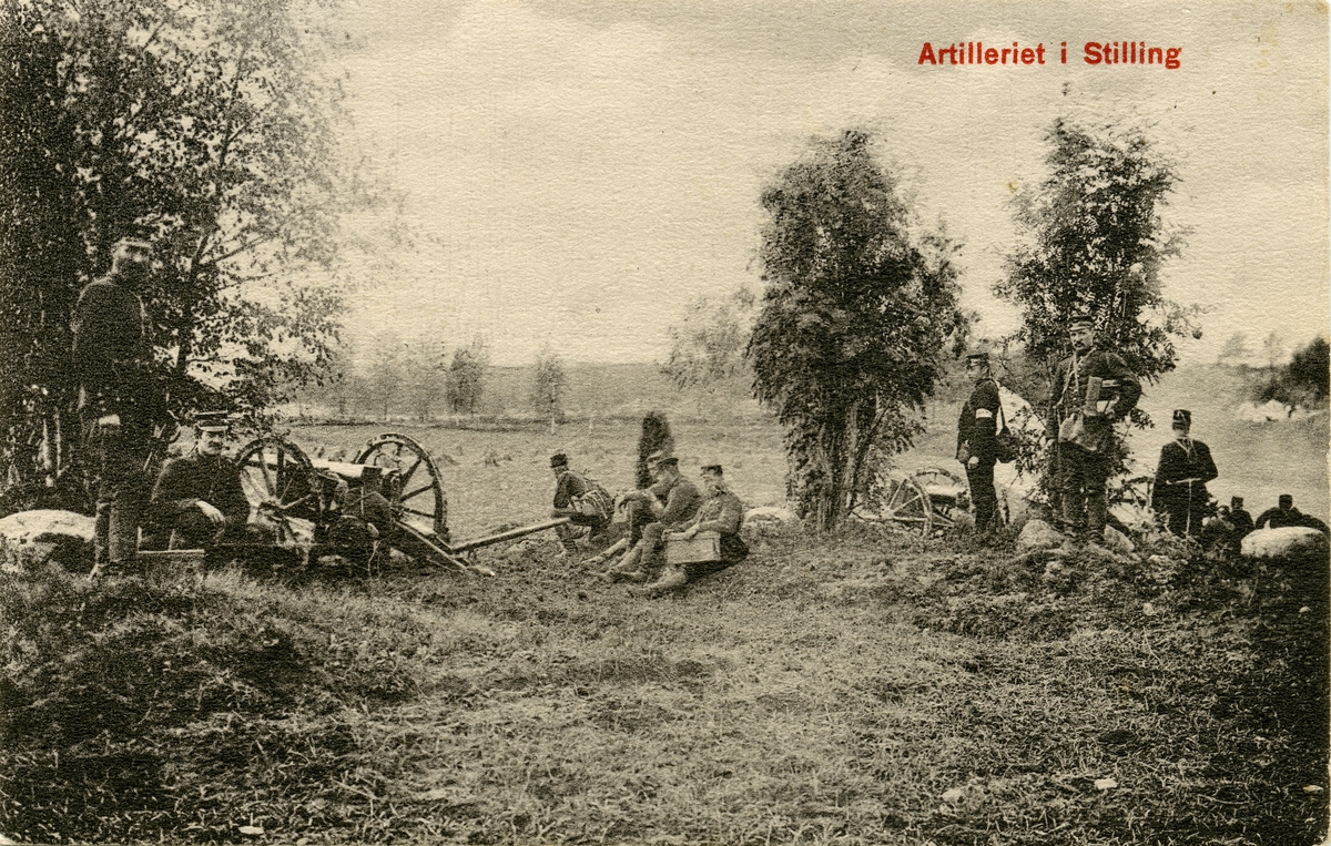 Postkort: Artilleriet i stilling