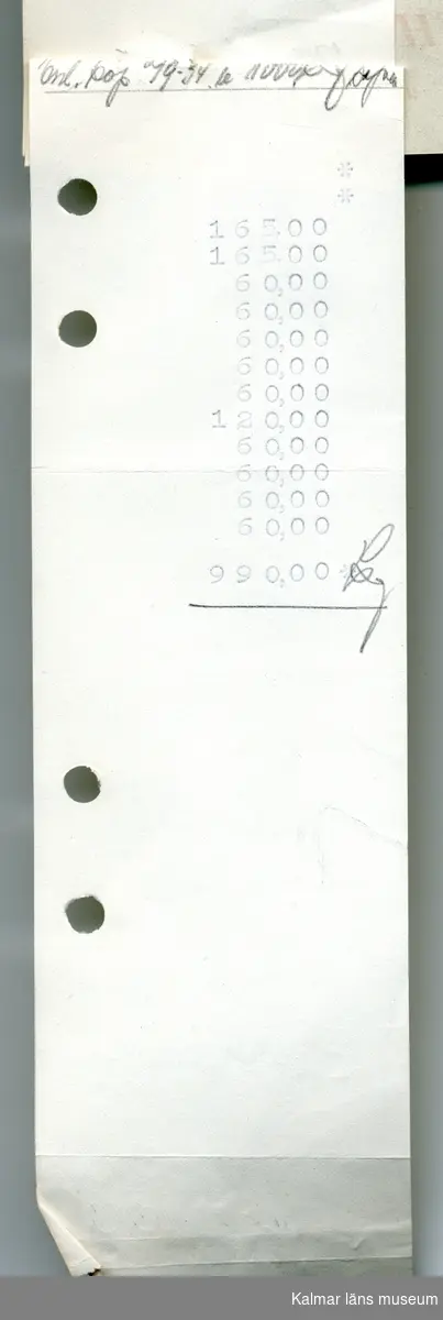 KLM 46521:103:1-3 Kreditfaktura. Av papper. Kreditfaktura från Handelsaktiebolaget Adolf Anderson. Till Lisa Jonsson, Eftr., Tålebo, Blomstermåla. Ihophäftad med två st kvitton. Handlingen är daterad 27/8 1935.