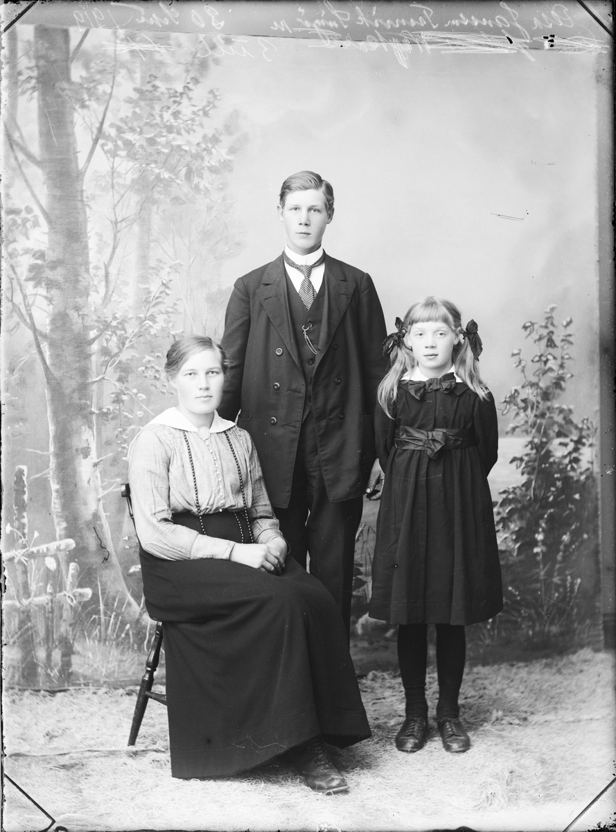 Ateljéporträtt - Janssons från Tranvik, Singö socken, Norrtälje 1919