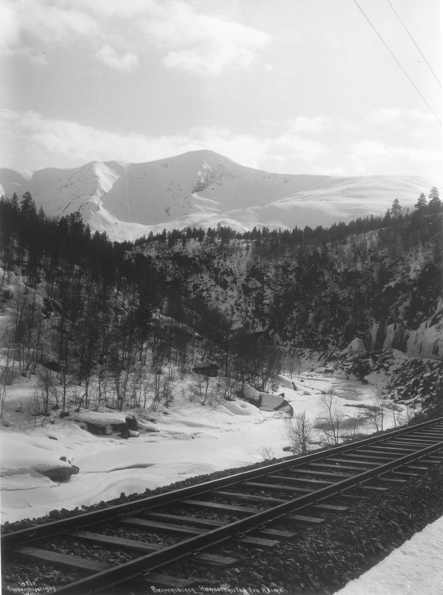 Horndalsnuten (Hundalsnuten) fra Reime, Bergensbanen, 14. april 1909.