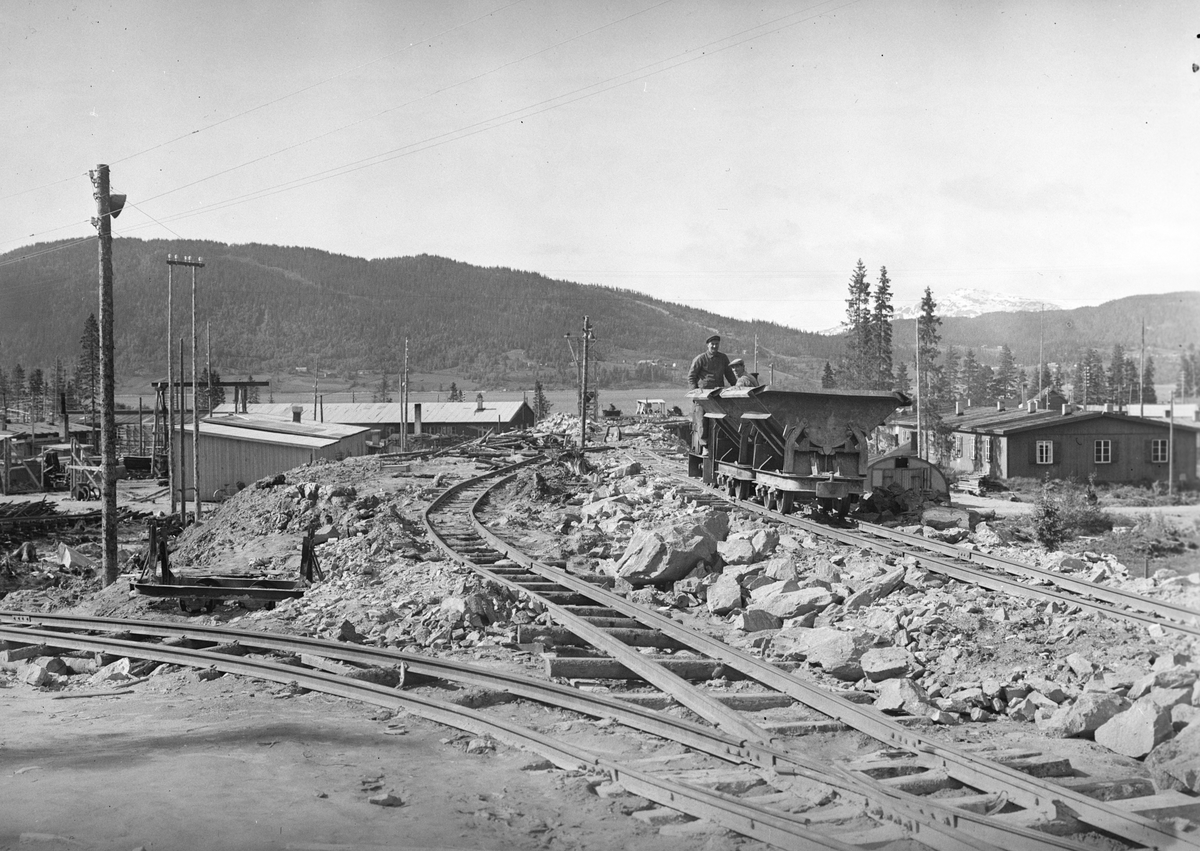 Del av anleggsområde ifb bygging av jernbane i Nordland.