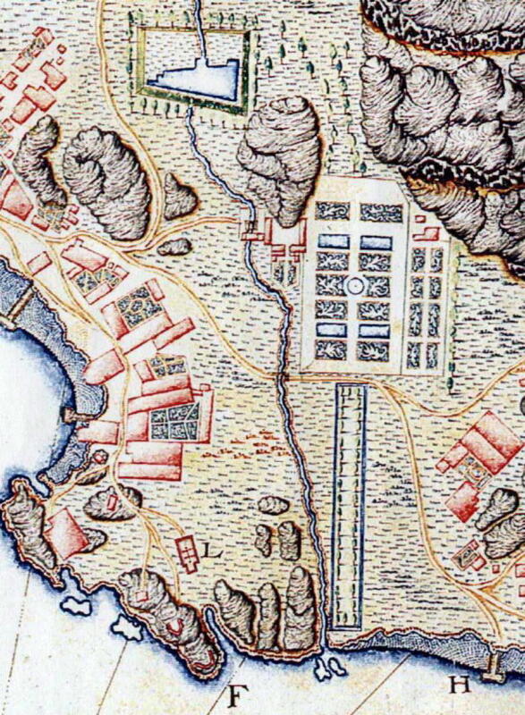 Herregårdshagen. Unsnitt av Wilsters kart fra 1688.