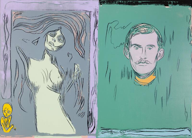 Andy Warhol, Madonna and self portrait with skeleton arm (after Munch), 1984.