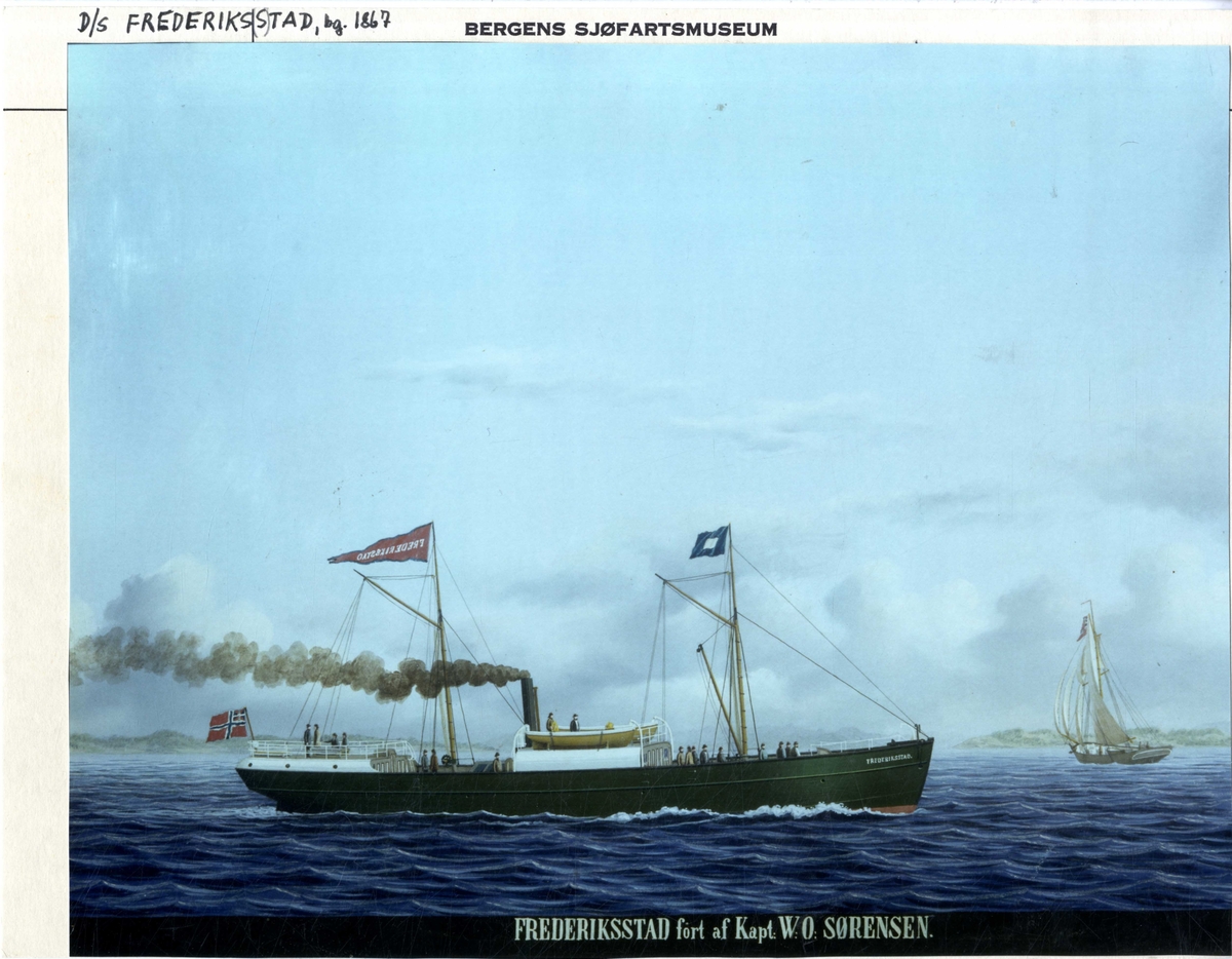 Skipsportrett av DS FREDERIKSSTAD (bygget 1867).
