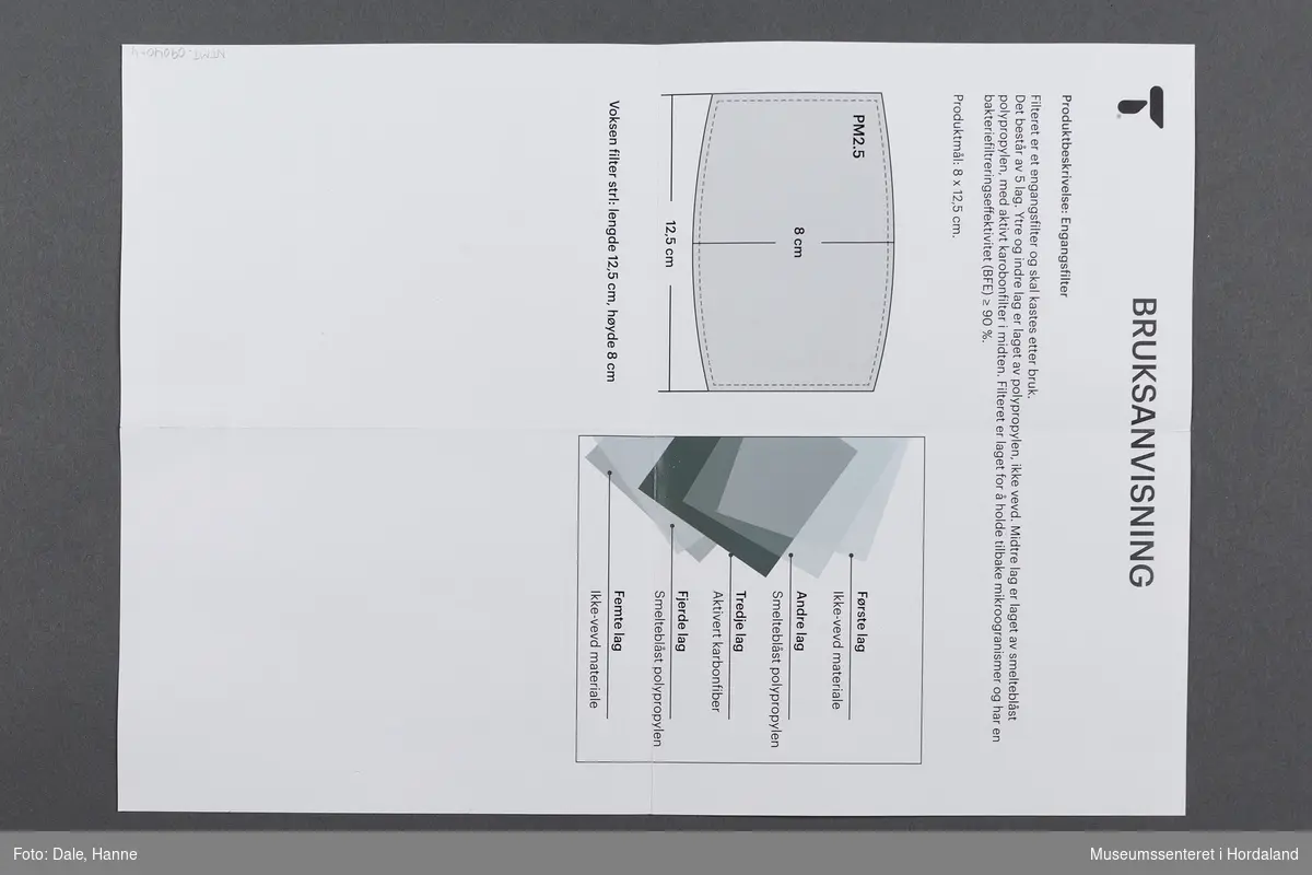 Tufte munnbind i økologisk bomull. Vaskbart, svart munnbind med to utskiftbare filter.