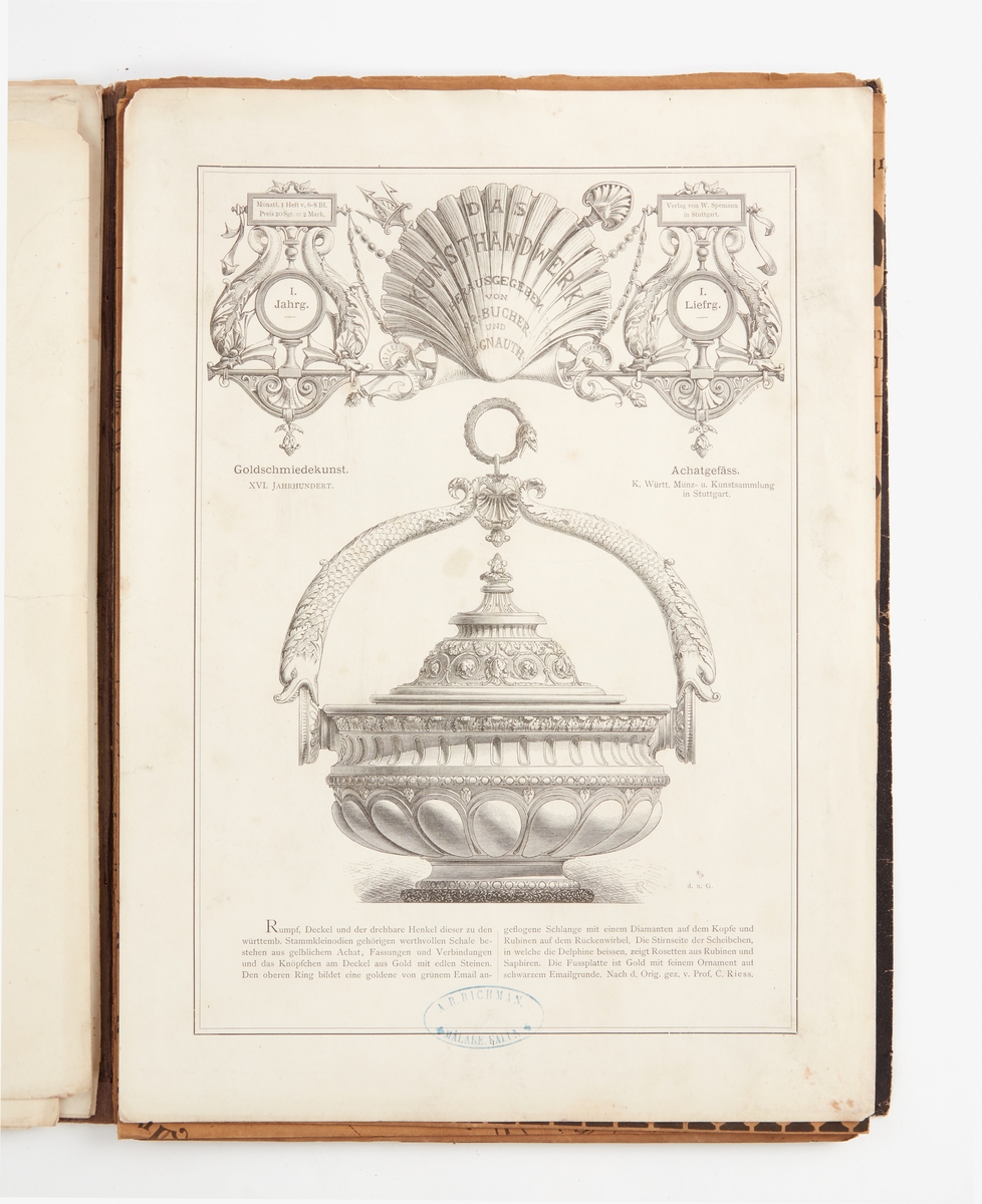 Mönsterkatalog, Deutsches Maler-journal 1876, kommer A R Richmans Katalog, målarverkstad i Falun.  Stämplad "A. R. RICHMAN, MÅLARE. FALUN"
