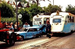 Ulykke på Skarpsno i august 1982 der vil kom mellom to trikk