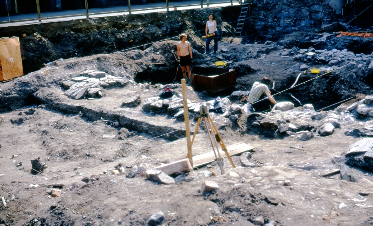 Arkeologisk utgraving på tomta til Trondhjems Sparebank