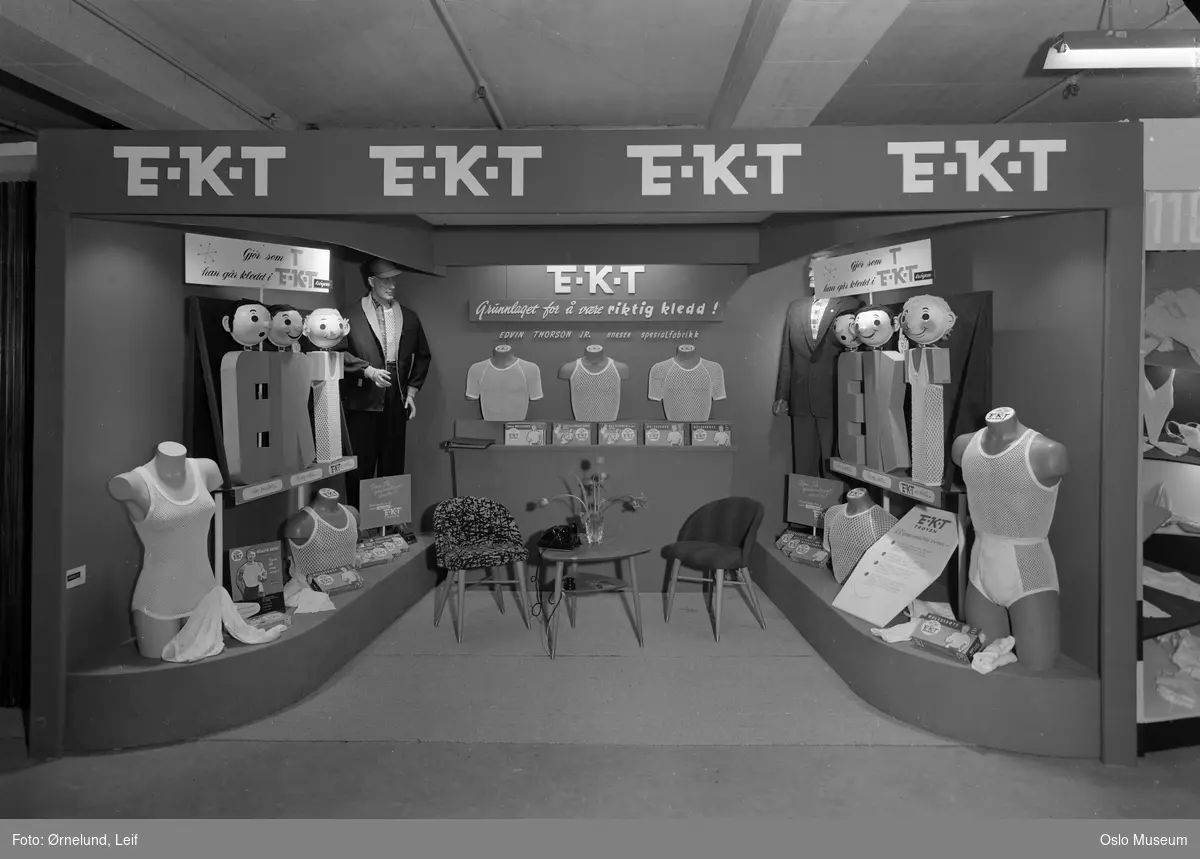 Tekstilmessen, interiør, utstilling, stand, E.K.T. (Edwin K. Thorsen), undertøy