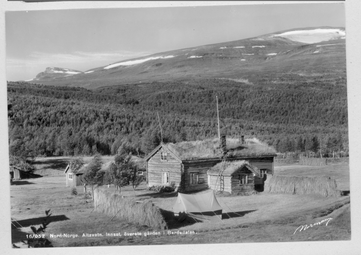 Postkort over gården Innset i Østerdalen.