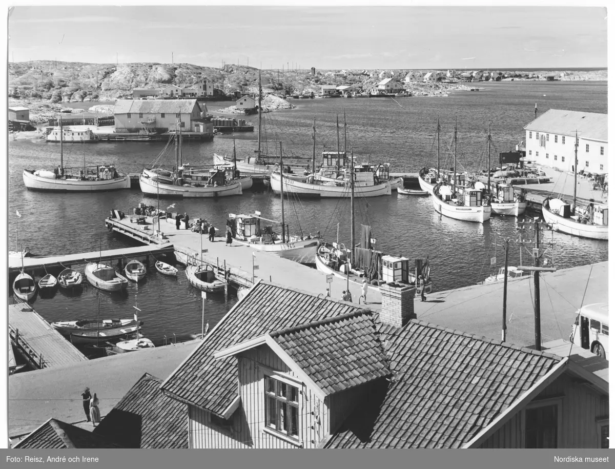 Bohuslän. Utsikt över hamnen i Gravarne.