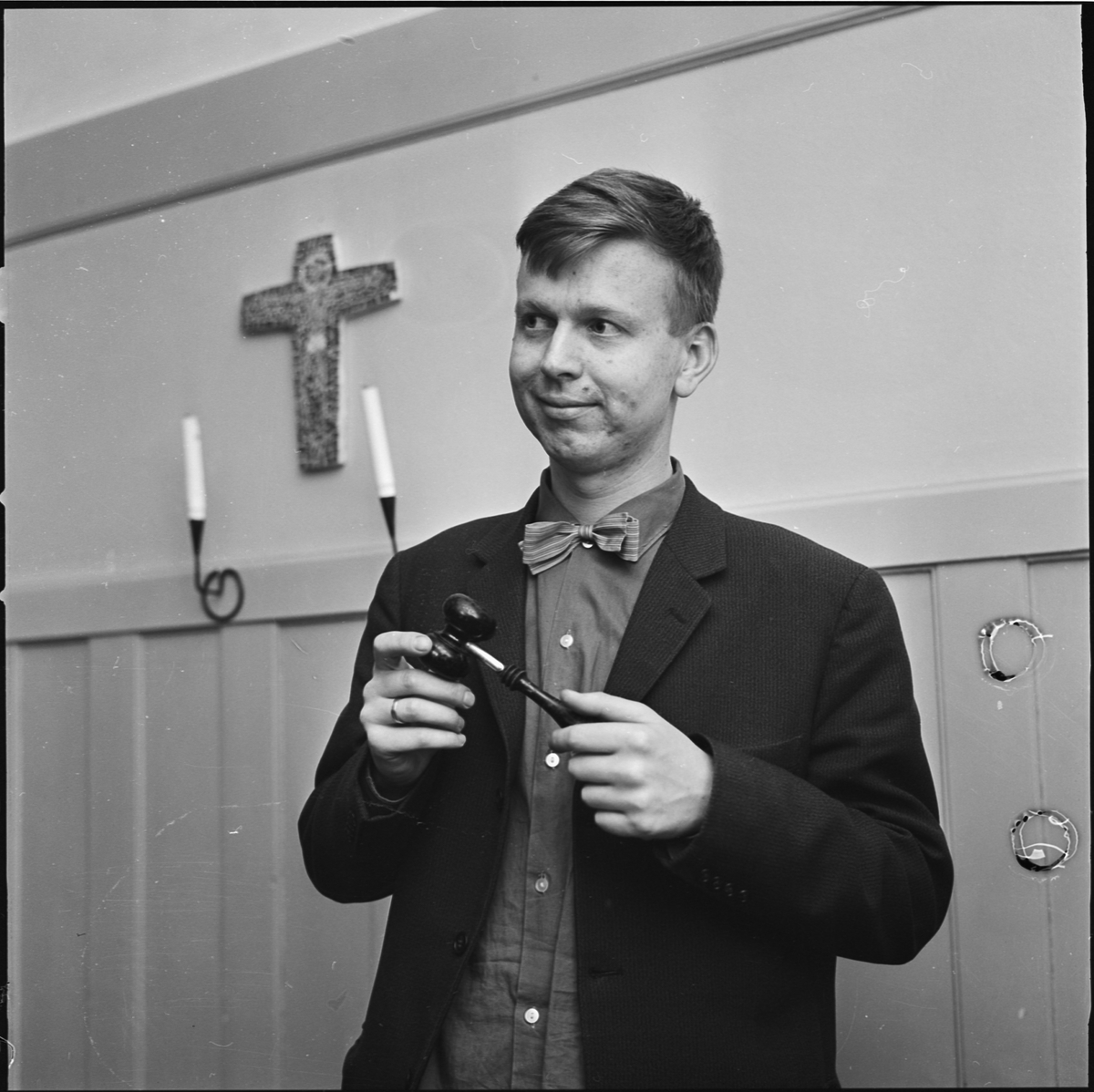 Kristliga studentföreningens nya ordförande, teolige studerande Sture Larsson, Uppsala 1964