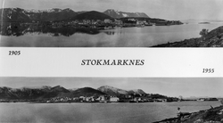 Postkort Stokmarknes fotografert i 1905 og i 1955