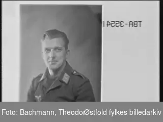 Portrett av tysk soldat i uniform. Luftwaffeoffiser, navn Lurg.