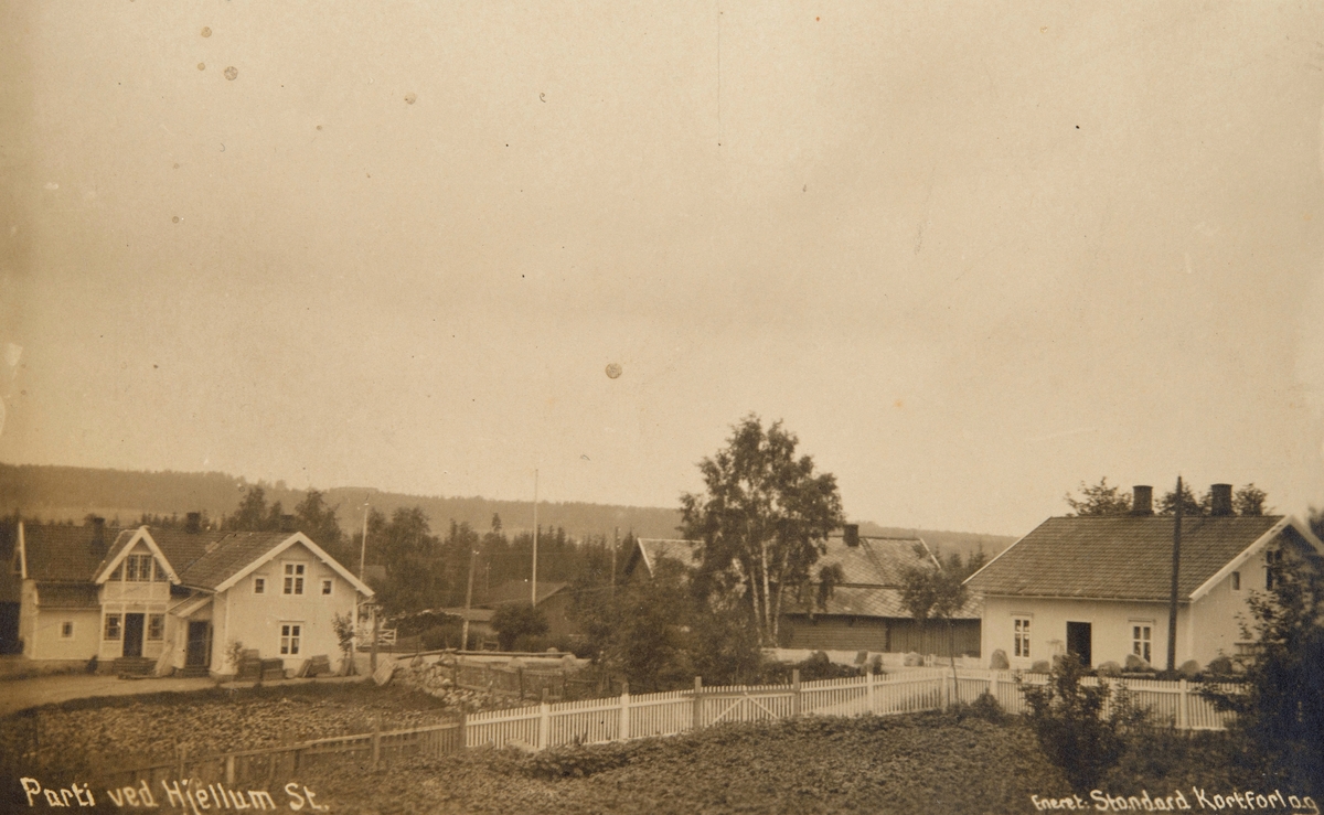 Postkort, Vang, Hjellum, tettsted ved Hjellum stasjon, boligbebyggelse,