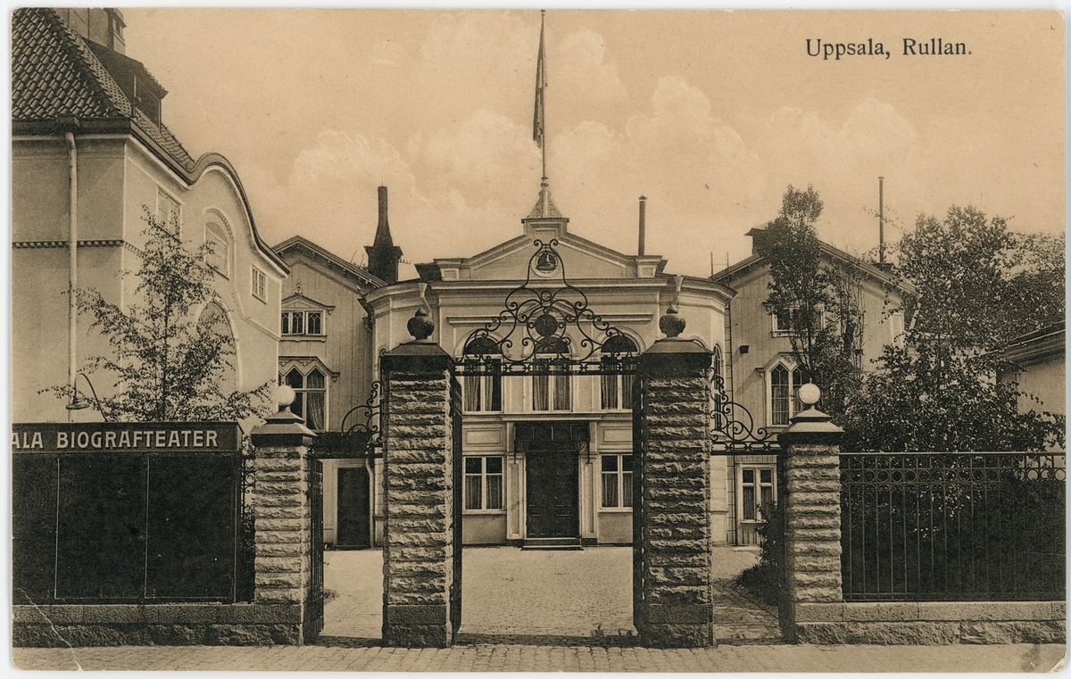 Vykort - restaurang Rullan och Uppsala biografteater, Uppsala 1915