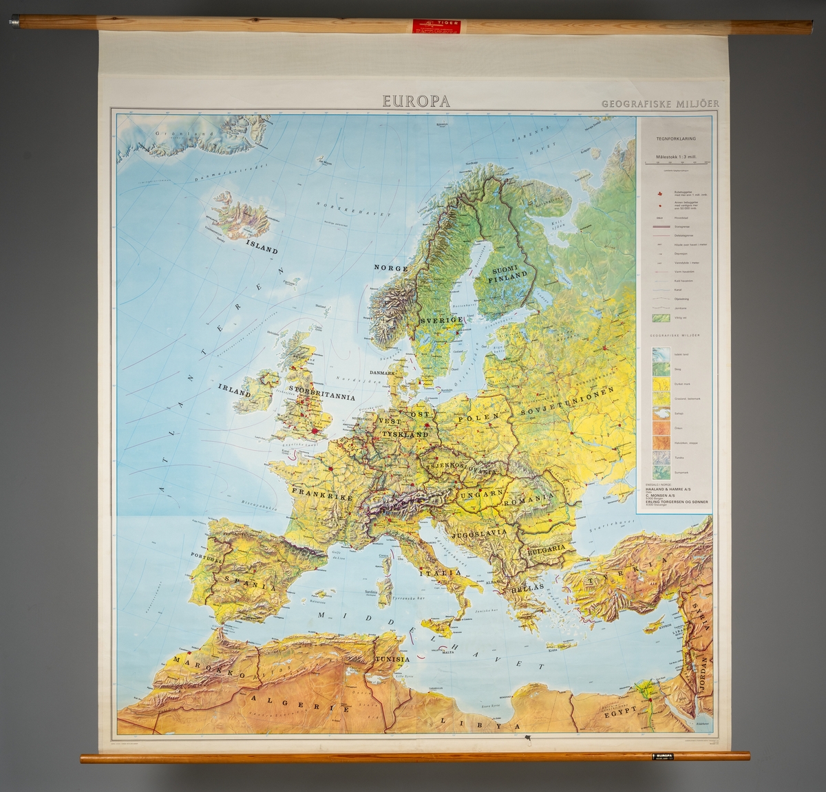 Topografisk kart over Europa