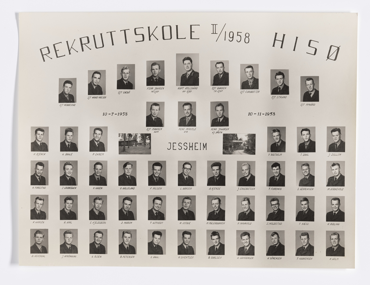 Militære årsfoto. Rekruttskole II/1958. HISØ. Jessheim  