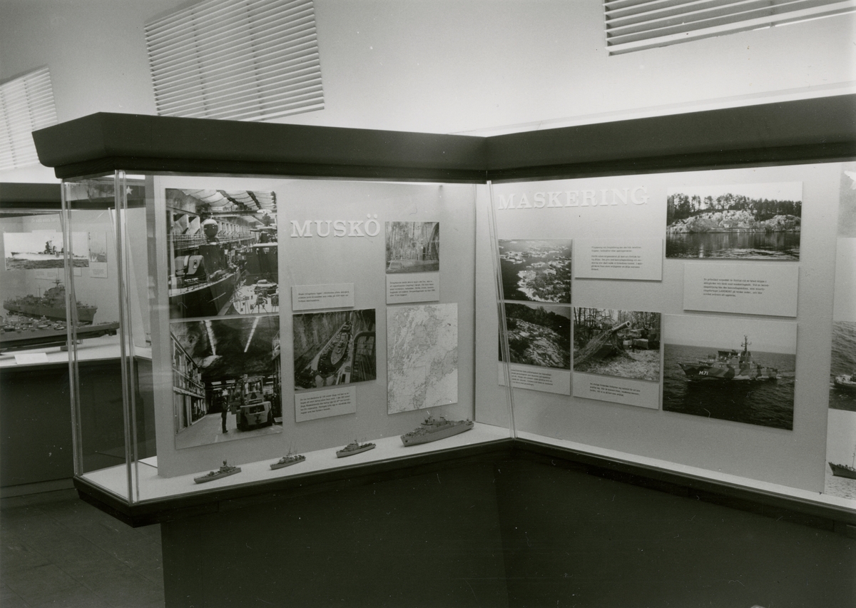 Den permanenta utställningen fotograferad 1987. Monter som handlar om Muskö örlogshamn och Maskering.