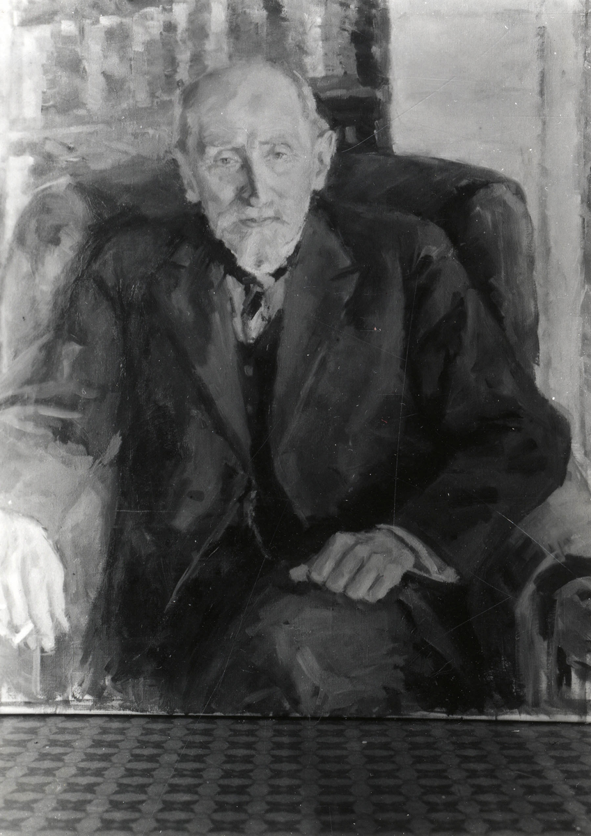 Portrettmaleri av eldre mann.