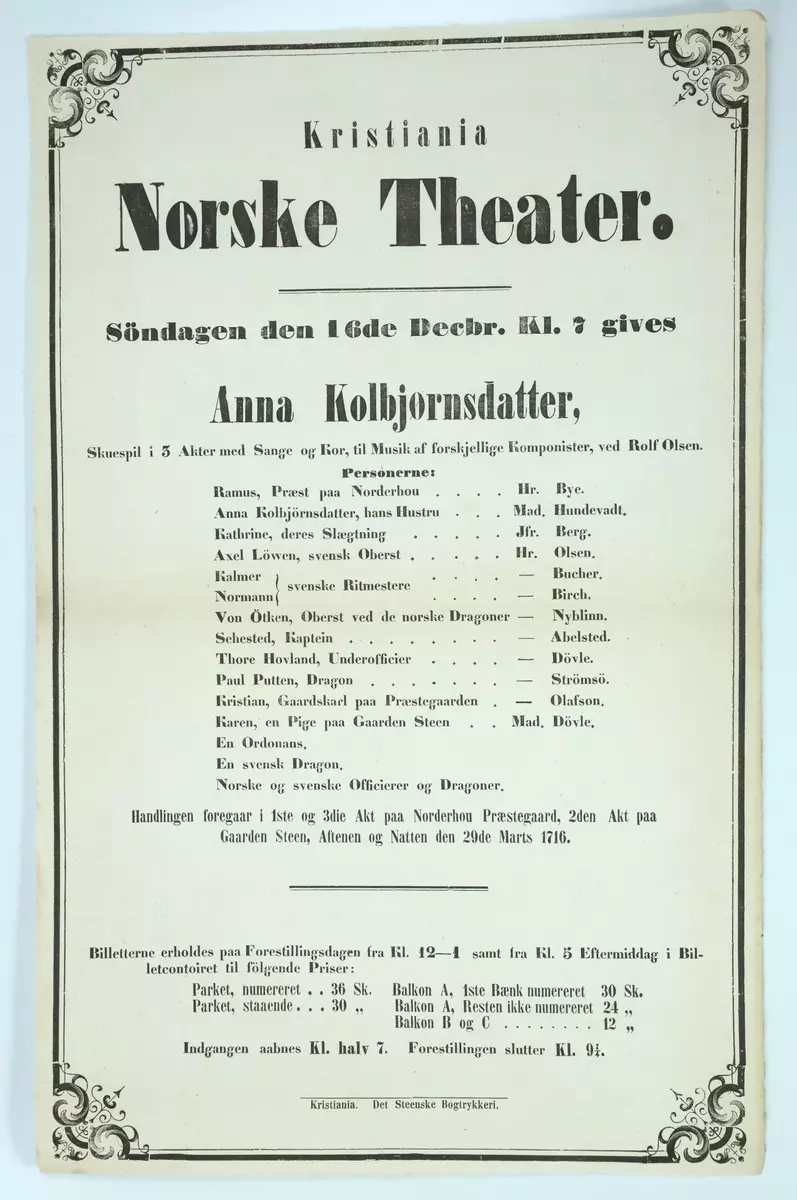 Teaterprogram Christiania Theater