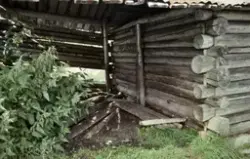 Holkoia på Feiringåsen. Skogsarbeiderkoie oppført i luselaft