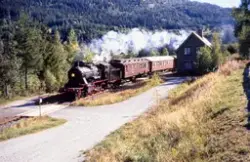 Damplokomotiv 24b nr. 236 med veterantog på Laugi holdeplass