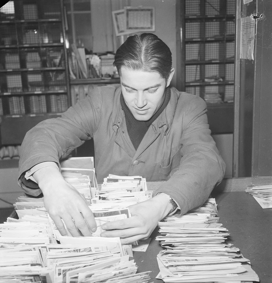 Postpersonal med brev och vykort, Uppsala julen 1951