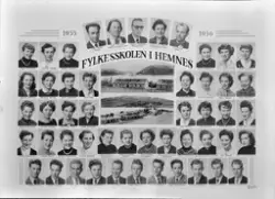 Elever og lærere ved Fylkesskolen i Hemnes 1955 - 1956