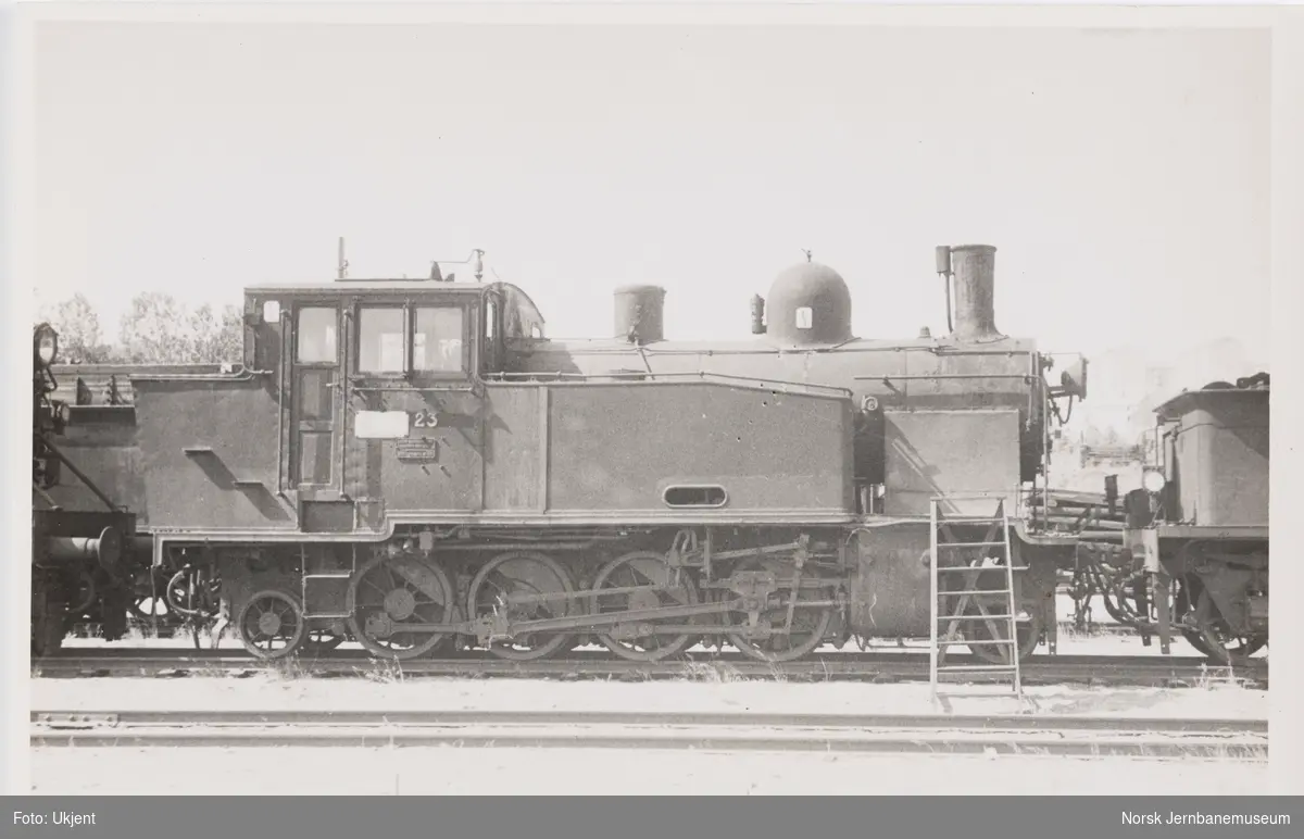 Damplokomotiv type 52a nr. 23, tidligere Valdresbanens lokomotiv nr. 7, i Lodalen i Oslo