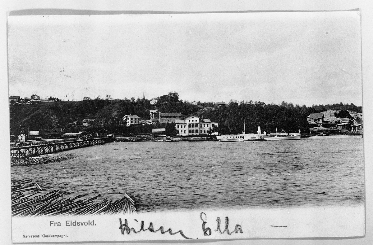 Skibladner ved Eidsvoll.
Postkort som er stemplet 27/6 1902 på Eidsvold.