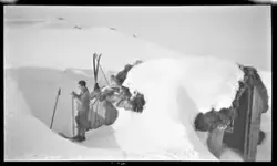 Skitur til Brekken. Sverre Idsøe, Odd Kjellås, Albert Barsta